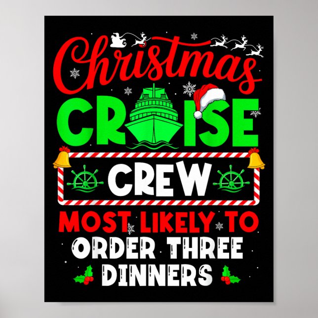 Poster Christmas Cruise Crew Most Likely To Order Three D (Frente)