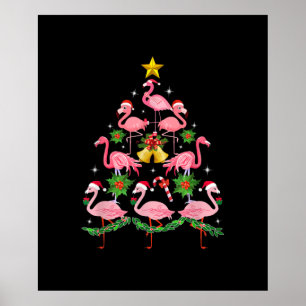 Poster Christmas - Cute Flamingo Christmas Tree