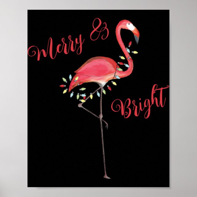 Poster Christmas Cute Nk Flamingo String Lights T Shirt  (Frente)