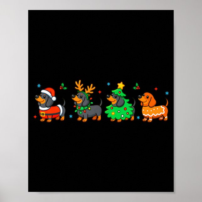Poster Christmas Dachshund Dog Weenie Merry Woofmas Dog M (Frente)