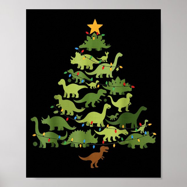 Poster Christmas Dinosaur Tree Rex Pajamas Men Boys Kids  (Frente)