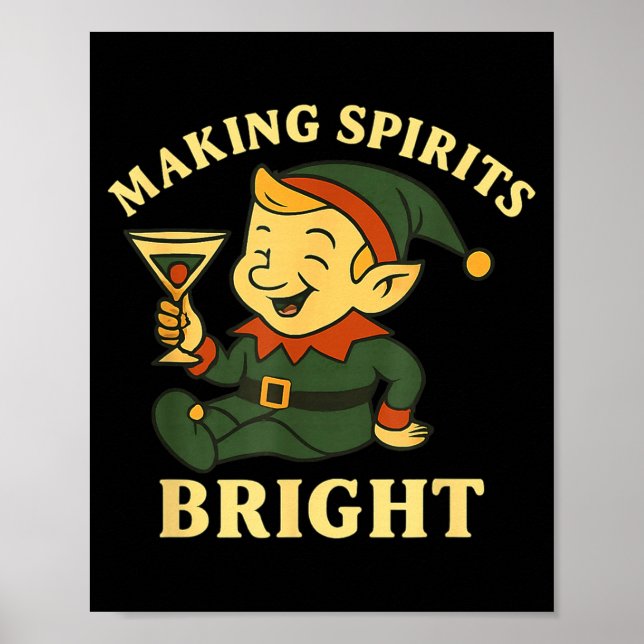 Poster Christmas Elf Martini Funny Alcohol Saying Srits B (Frente)