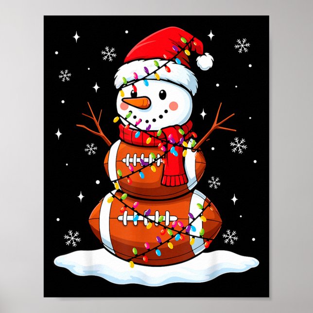 Poster Christmas Football Snowman Kids Football Christmas (Frente)