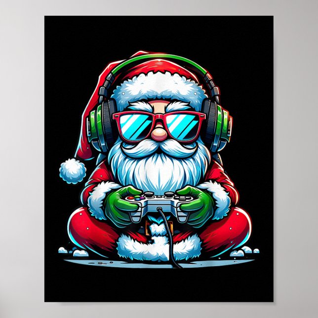 Poster Christmas Gamer Boys Video Game Santa Xmas  (Frente)