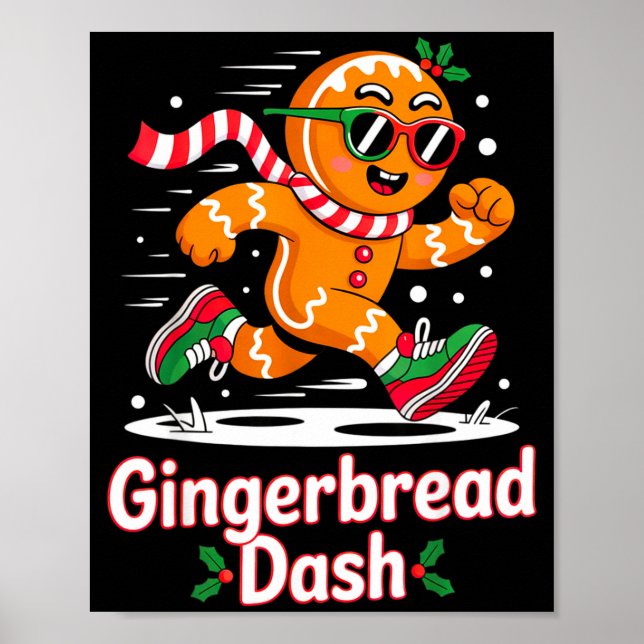 Poster Christmas Gingerbread Dash Running Runner Xmas Mar (Frente)