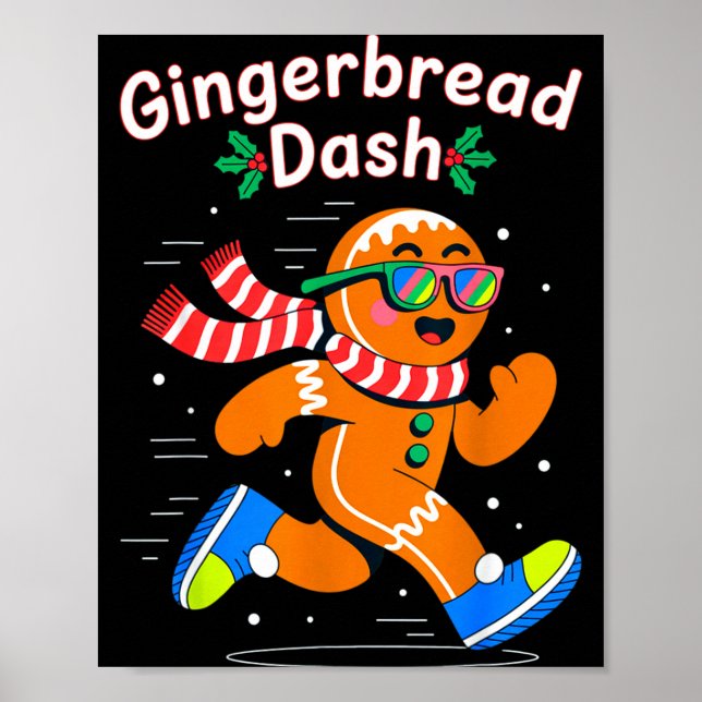 Poster Christmas Gingerbread Dash Running Runner Xmas Mar (Frente)