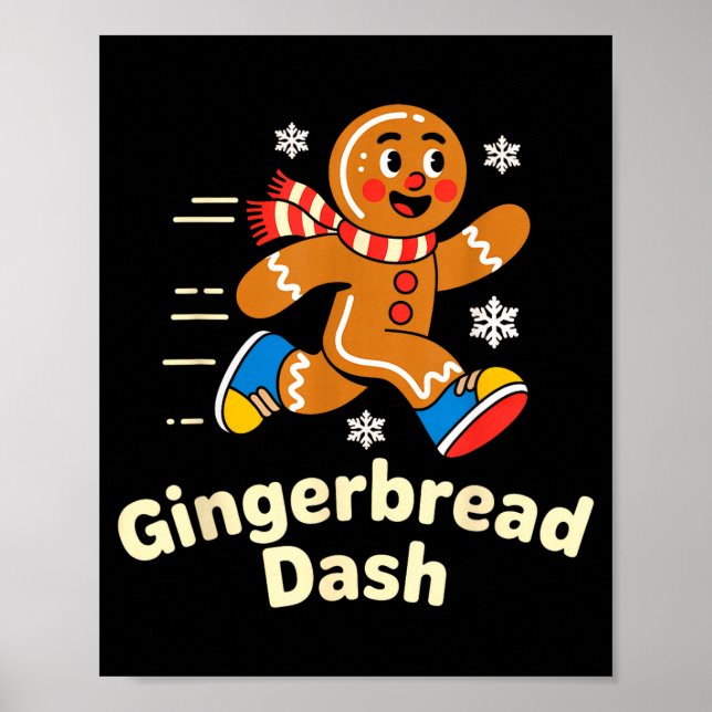 Poster Christmas Gingerbread Dash Running Runner Xmas Mar (Frente)