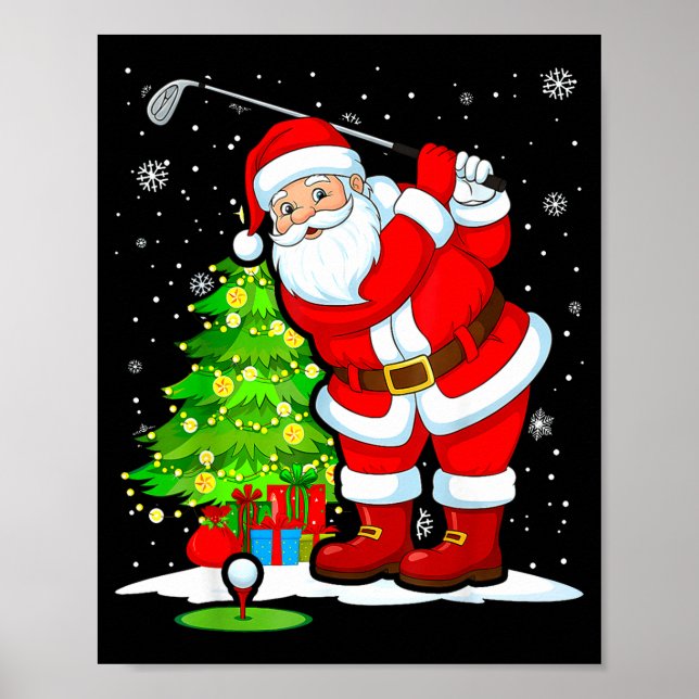 Poster Christmas Golf Santa Golfer Xmas Funny Christmas G (Frente)