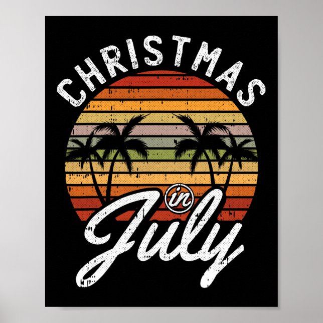 Poster Christmas In July Retro Tropical Beach Summer Hawa (Frente)