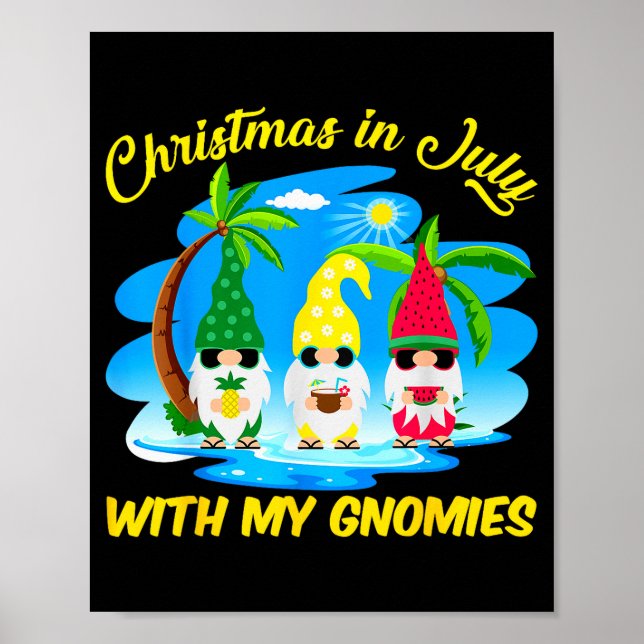 Poster Christmas In July With My Gnomies Beach Summer Chr (Frente)