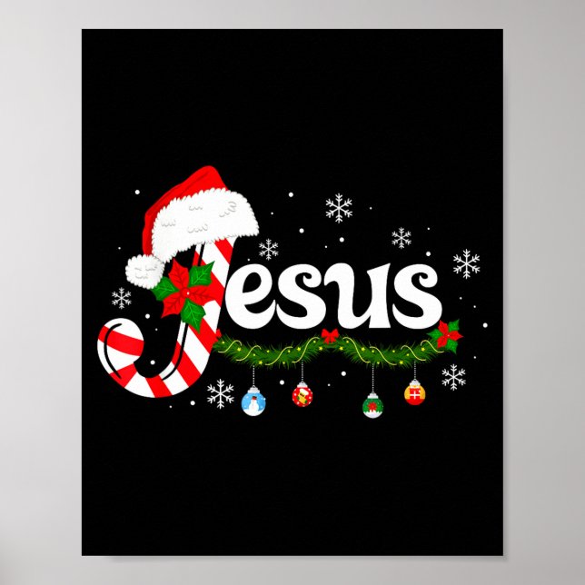 Poster Christmas Letter J For Jesus Christian Candy Cane  (Frente)
