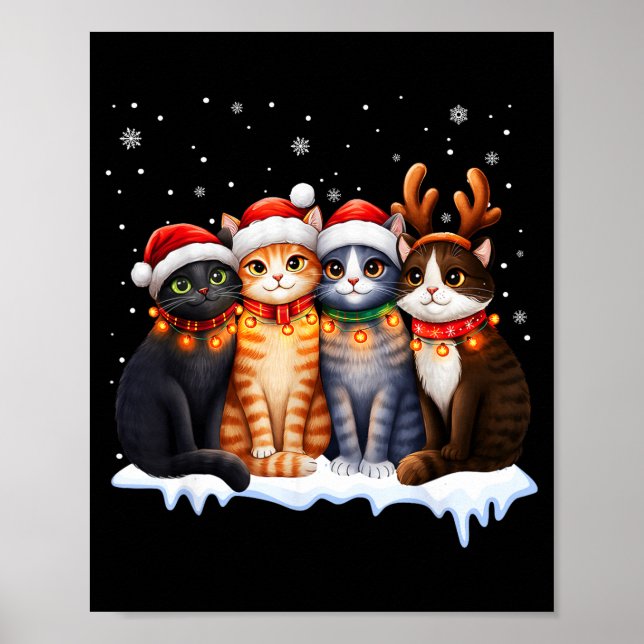 Poster Christmas Lights For Cat Lovers Xmas  (Frente)