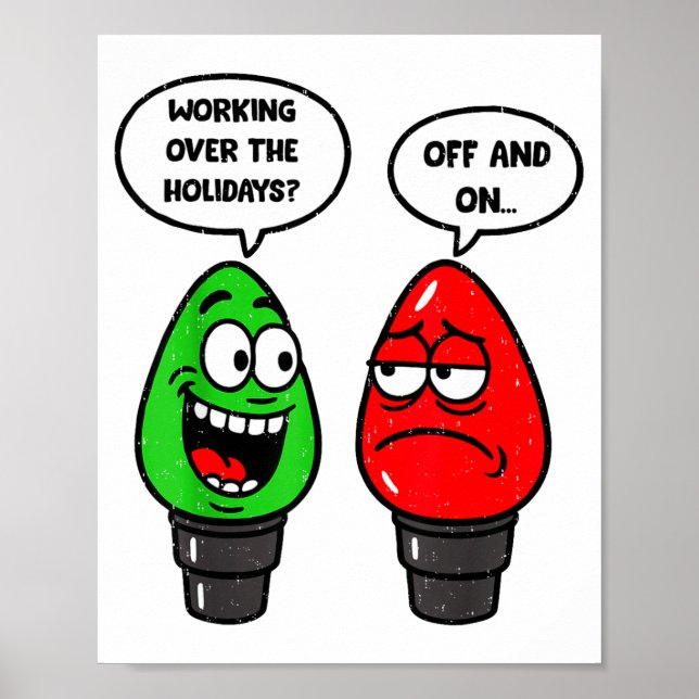 Poster Christmas Lights Joke Light Bulb Working Off On Pu (Frente)