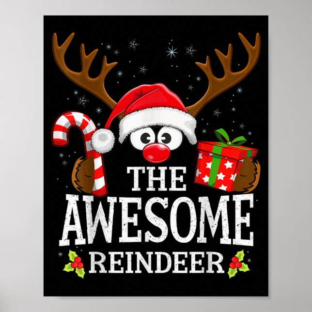 Poster Christmas Matching The Awesome Reindeer Family  (Frente)