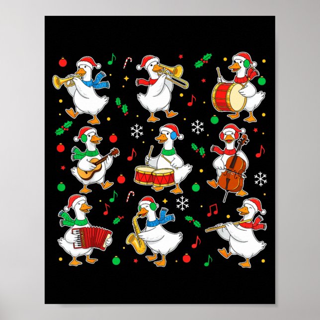 Poster Christmas Music Goose Teacher Shirt, Holiday Music (Frente)