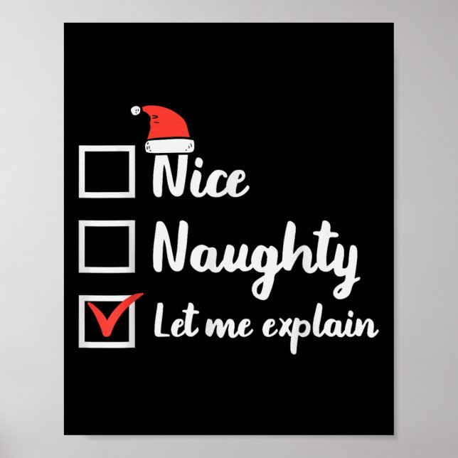 Poster Christmas Nice Naughty Let Me Explain Funny Xmas M (Frente)