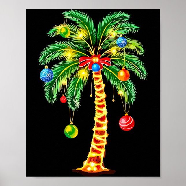 Poster Christmas Palm Tree Hawaiian Xmas  (Frente)