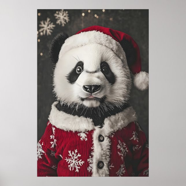 Poster Christmas Panda Art Print, Funny Holiday (Frente)