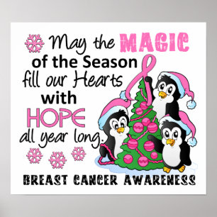 Póster Christmas Penguins Breast Cancer