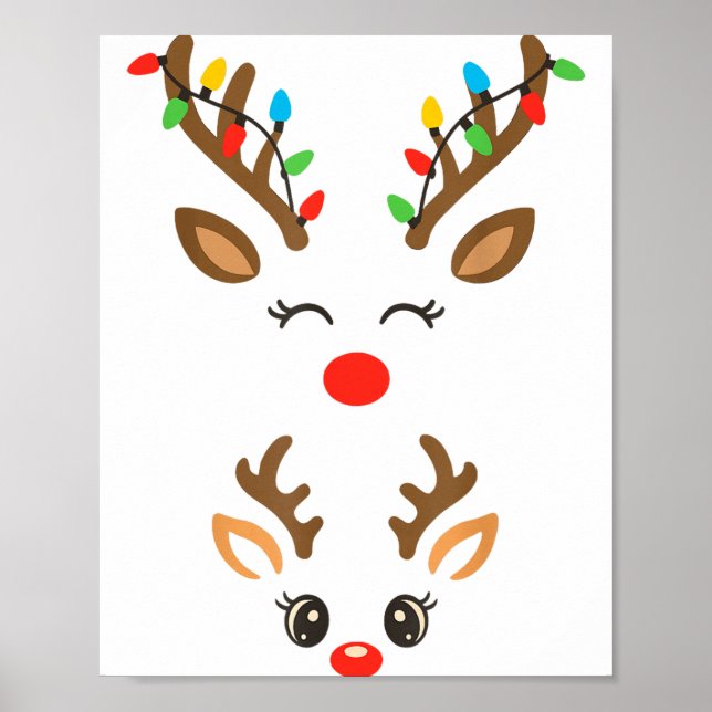 Poster Christmas Pregnancy Reindeer Xmas Lights New Mom T (Frente)