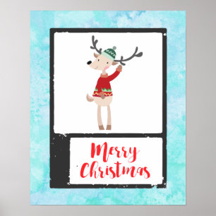 Póster Christmas Reindeer In An Ugly Sweater Whimsical