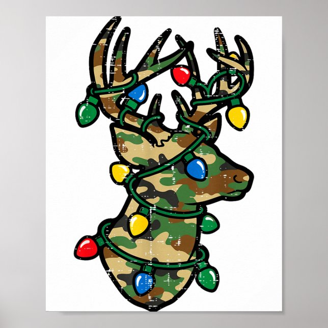 Poster Christmas Reindeer Silhouette Camo Xmas Lights Men (Frente)
