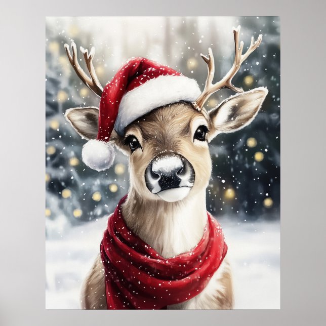 Poster Christmas Reindeer Wall Art (Frente)