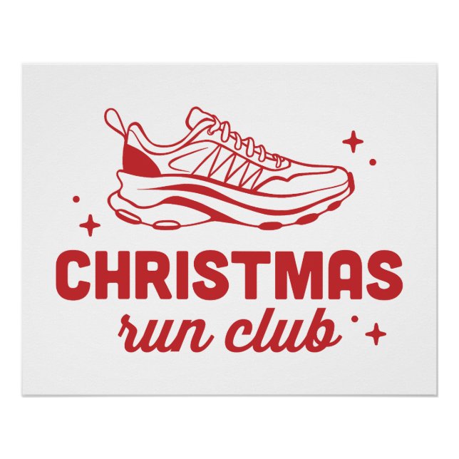 Póster Christmas run club running vintage red aesthetic (Frente)