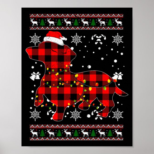 Poster Christmas Shirt For Dachshund Lover Gift Santa Buf (Frente)