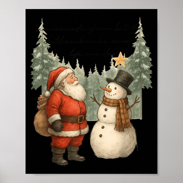 Poster Christmas Snowman And Santa He Was Made Snow  (Frente)