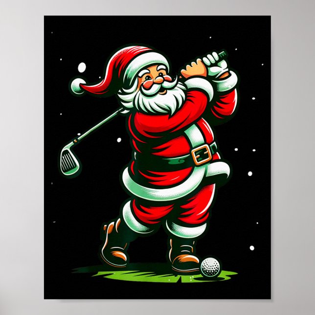 Poster Christmas Srts, Santa Plays Golf Xmas Women Men &a (Frente)