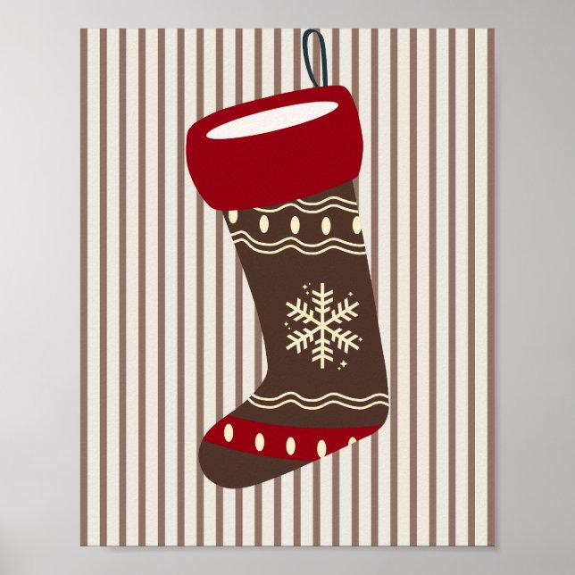 Poster Christmas Stocking Brown And Red (Frente)