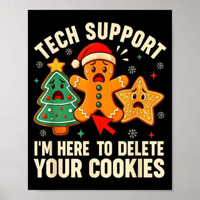 Poster Christmas Tech Suprt Here To Delete Cookies Xmas M (Frente)