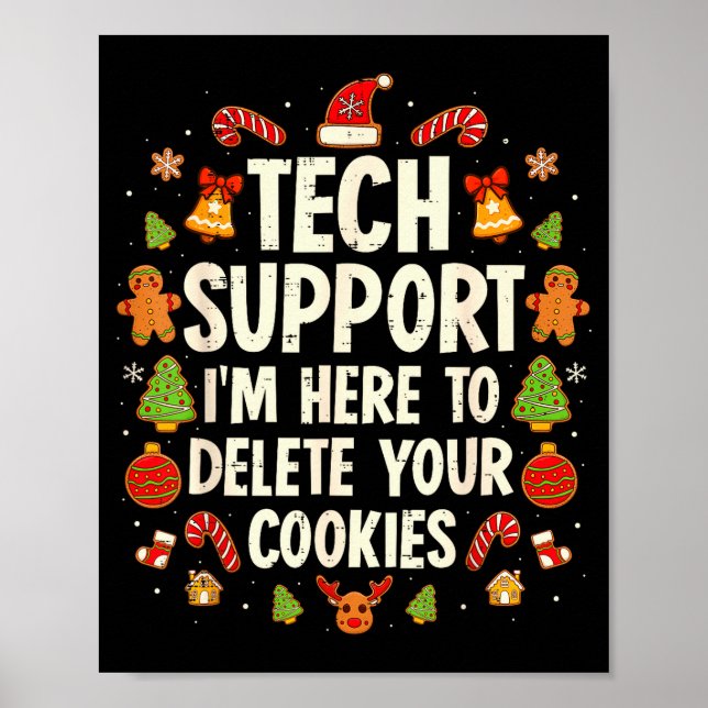 Poster Christmas Tech Suprt Here To Delete Cookies Xmas M (Frente)