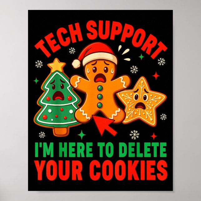 Poster Christmas Tech Suprt Here To Delete Cookies Xmas M (Frente)