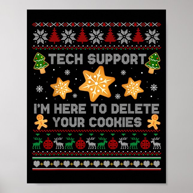 Poster Christmas Tech Suprt Here To Delete Cookies Xmas P (Frente)