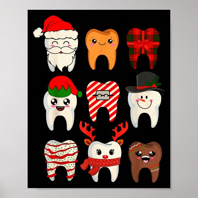 Poster Christmas Teeth Dentist Xmas Reindeer Santa Squad  (Frente)