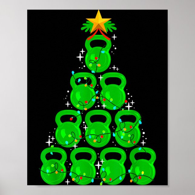 Poster Christmas Tree Kettlebell Xmas Gym Workout Fitness (Frente)