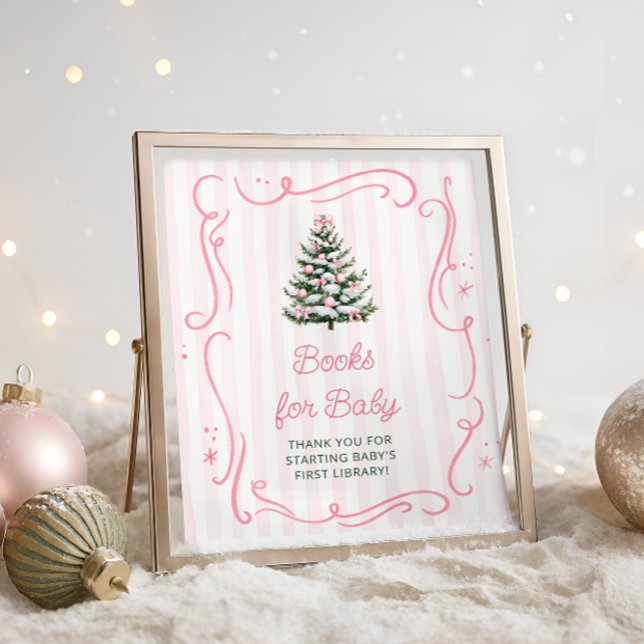 Poster Christmas Tree Pink Baby Shower Books for Baby (Criador carregado)