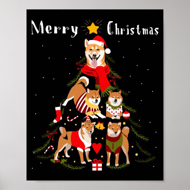 Poster Christmas Tree Shiba Inu Lover Xmas Dog Owner New  (Frente)