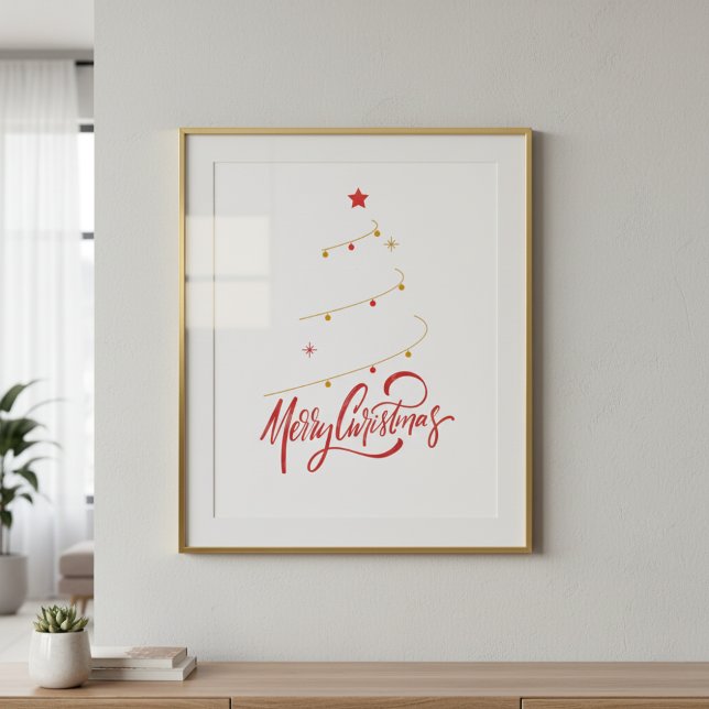 Poster Christmas Tree Typography Script Minimalist (Criador carregado)