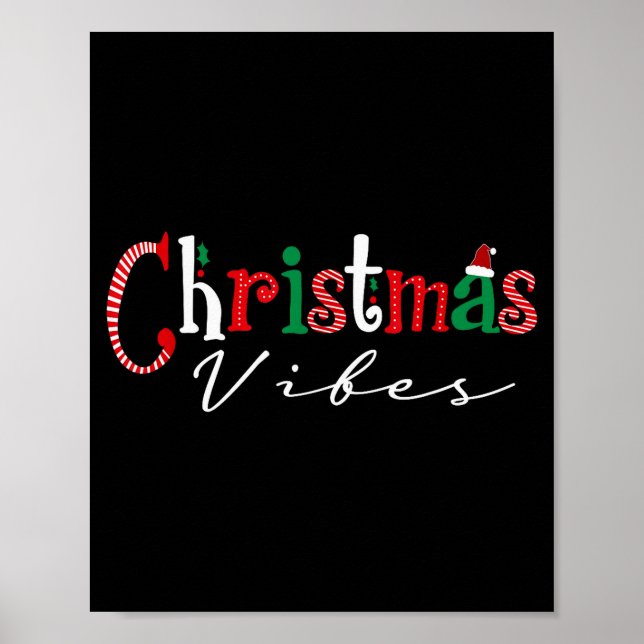 Poster Christmas Vibes Santa Hat, Holly, Holiday Vibes Ch (Frente)