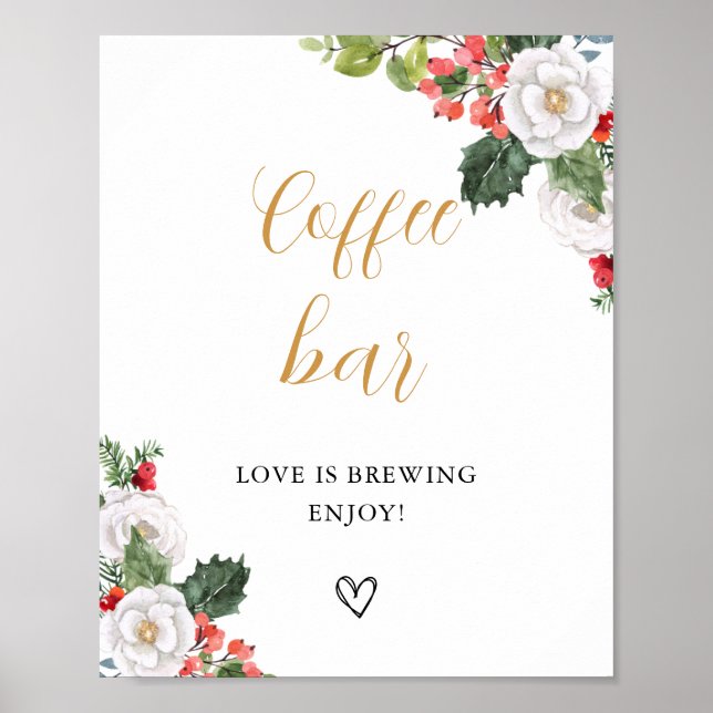 Poster Christmas Winter Coffee Bar Table Sign (Frente)
