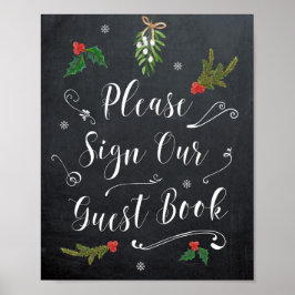 Póster christmas winter holiday wedding guestbook sign