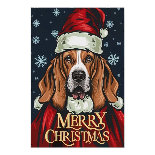 Póster Christmas with Basset Hound (Frente)