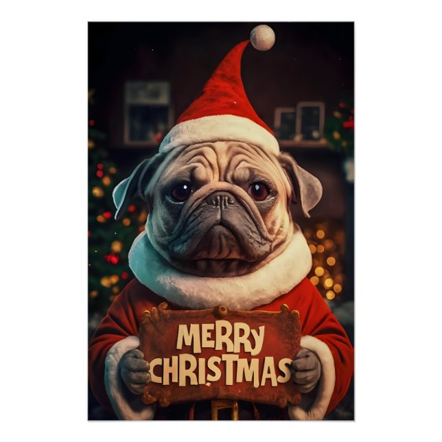 Póster Christmas with Pug (Frente)