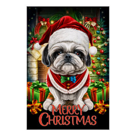 Póster Christmas with Shih-Tzu
