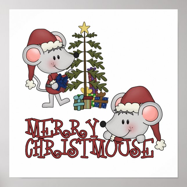 Poster Christmouse alegre com árvore (Frente)