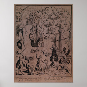 Póster Christopher Colombus discovering the islands