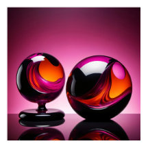 Chromatisch farbige Glaskegeln in Reflexion